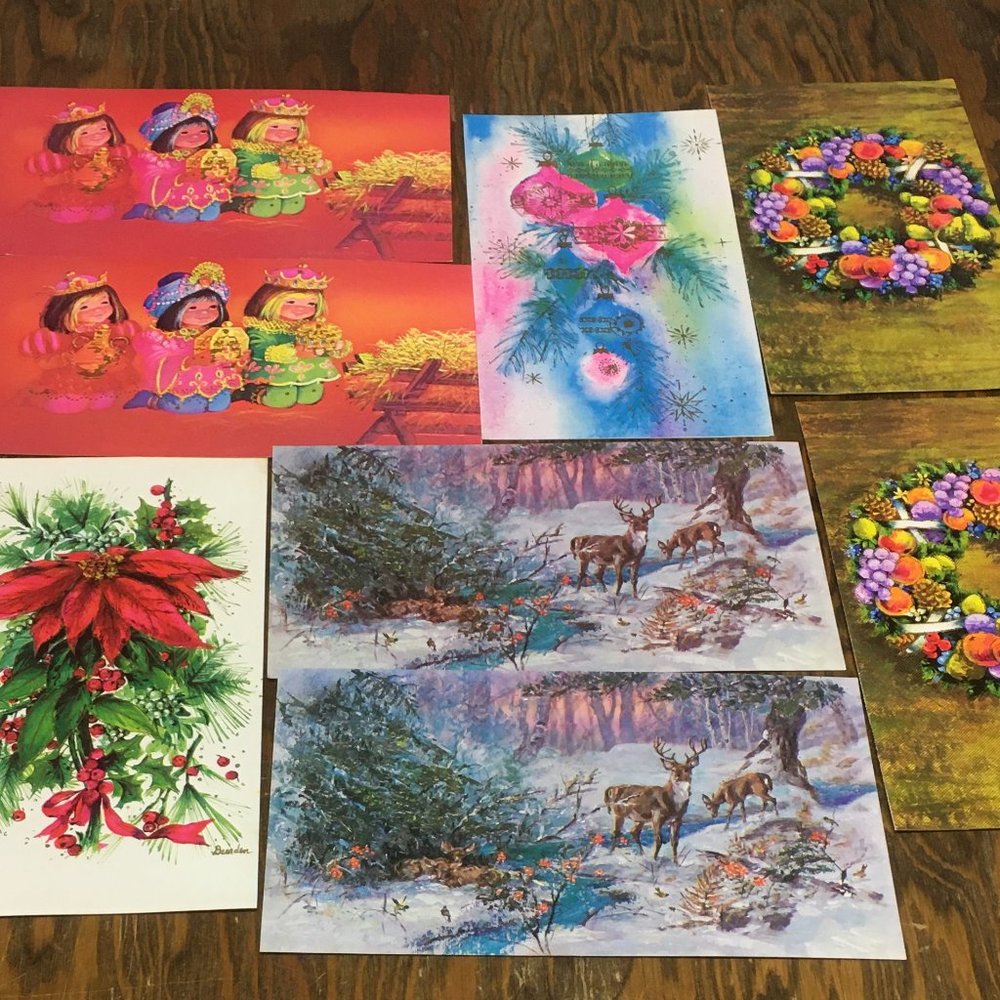 Vintage Christmas greeting card mixed lot mid century modern holiday cards